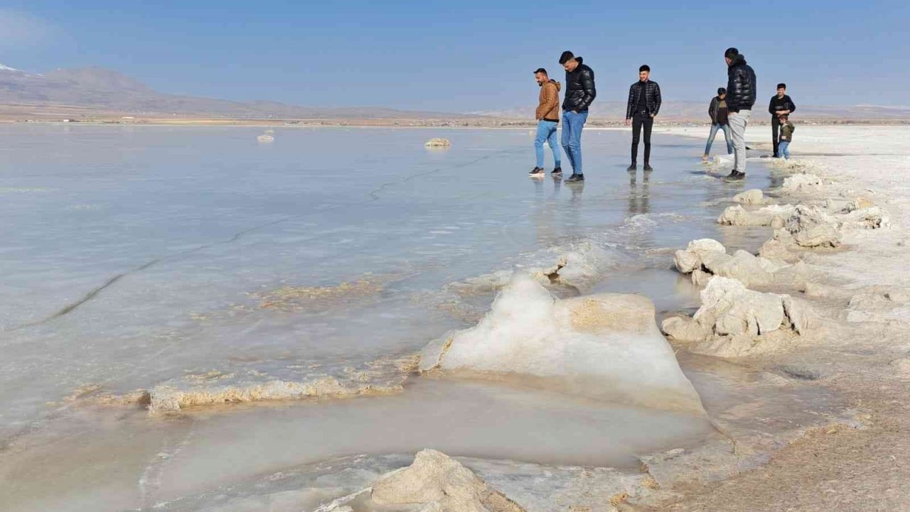 ‘Kuş Cenneti’ Arin Gölü dondu