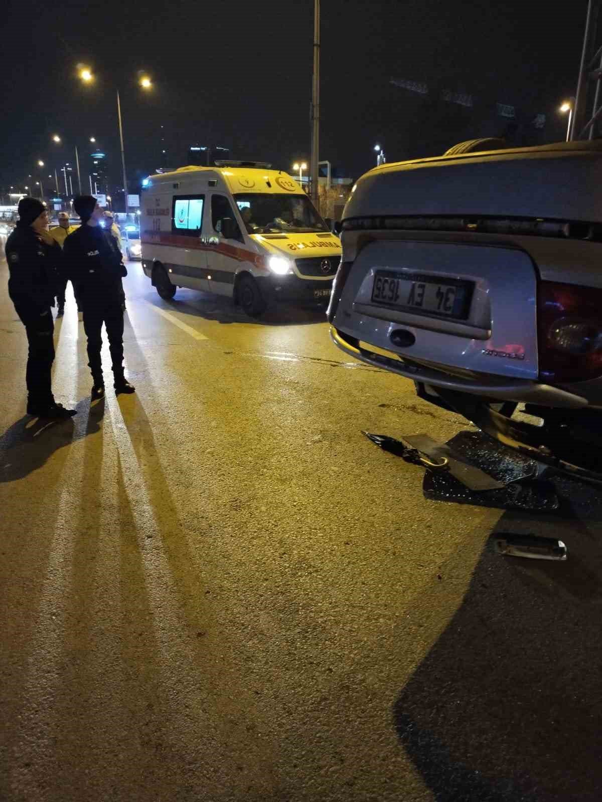 D-100de kontrolden çıkan araç takla attı: 3 yaralı