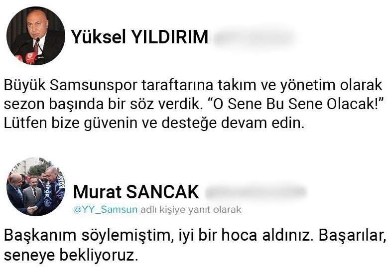 ADS Başkanı Sancak’tan Samsunspor Başkanı Yıldırım’a: