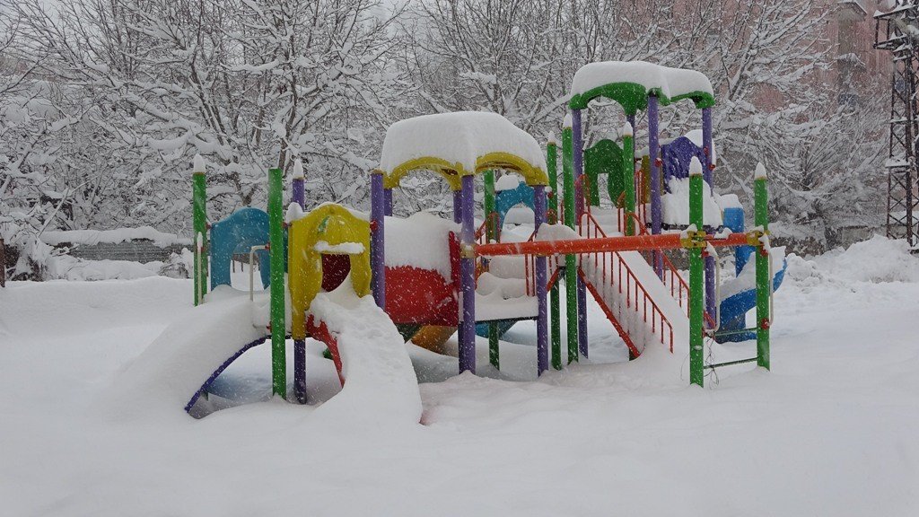 Bitlis’te tek katlı evler ve arabalar kara gömüldü