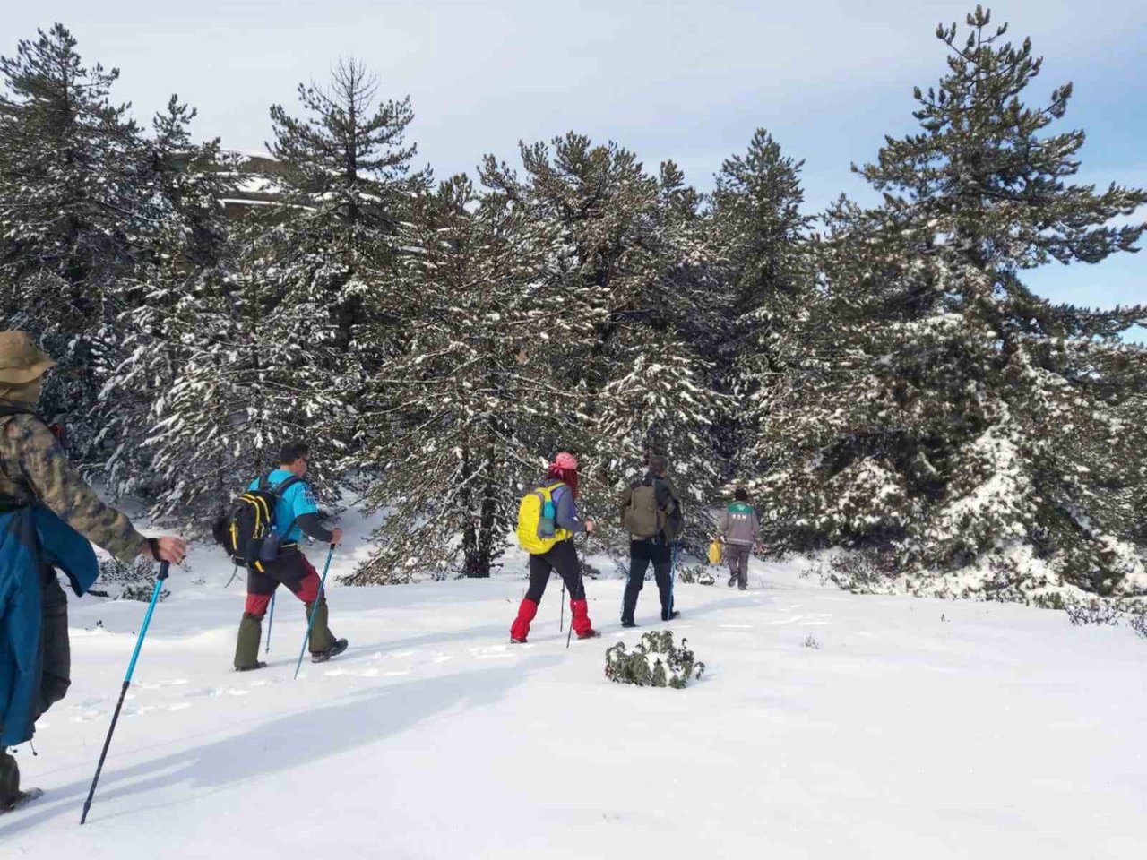 Muğlalı doğaseverlerden karlı Madran Dağı yürüyüşü