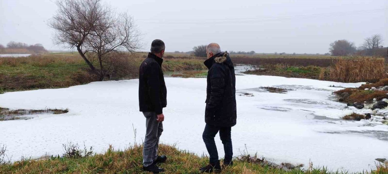 Uluabat Gölü’ne akan derelerde "beyaz köpük” paniği