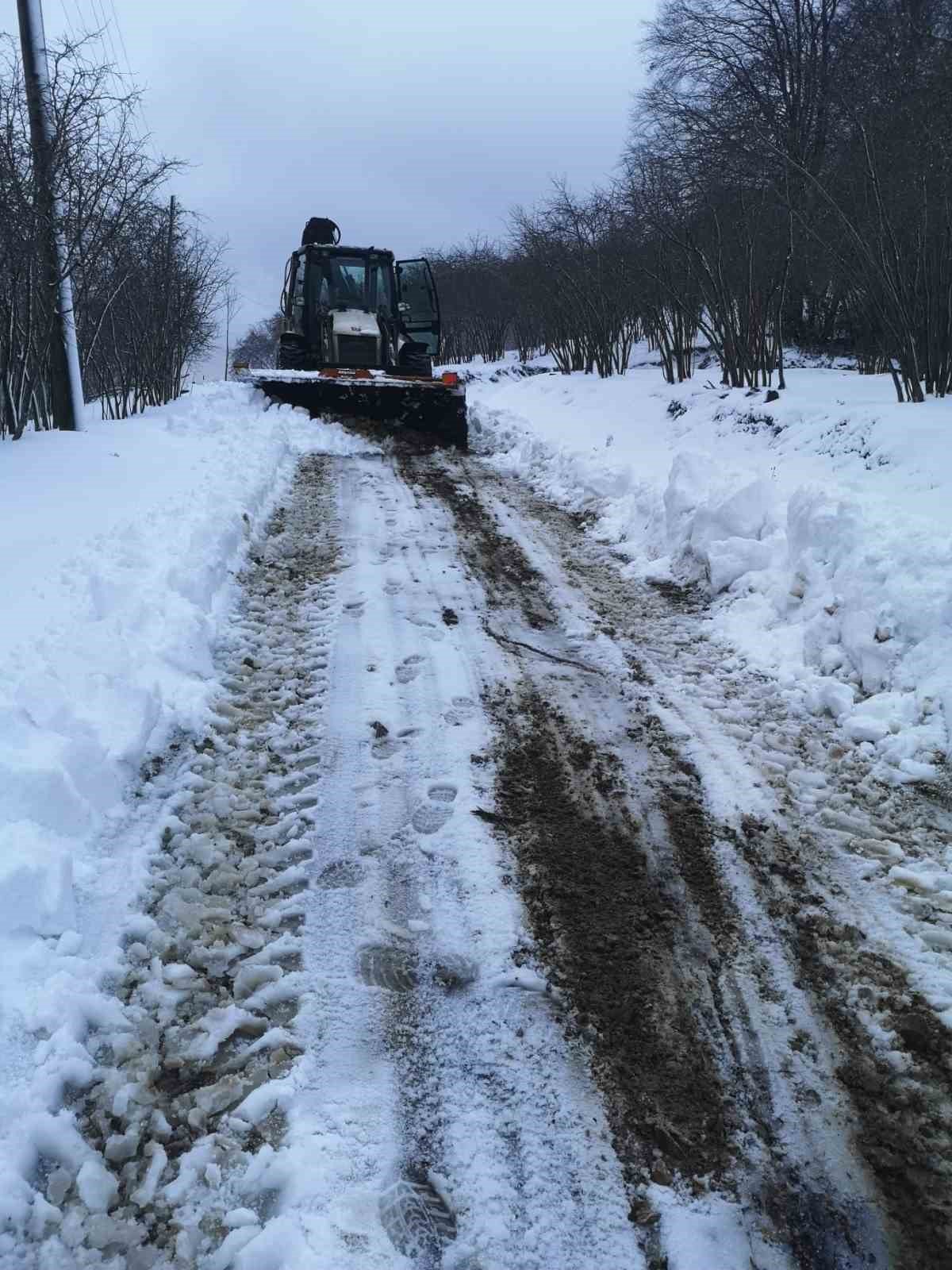 Düzce’de kar köy yollarını kapattı, ekipler harekete geçti