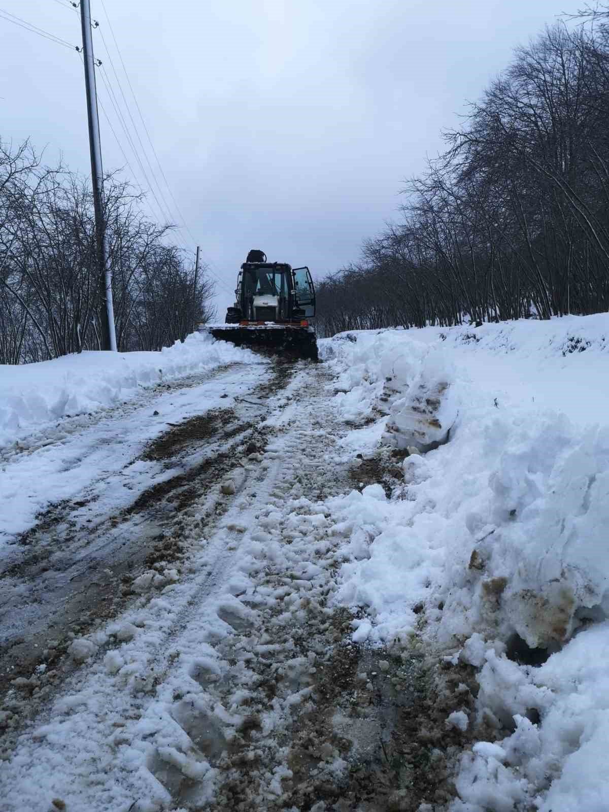 Düzce’de kar köy yollarını kapattı, ekipler harekete geçti