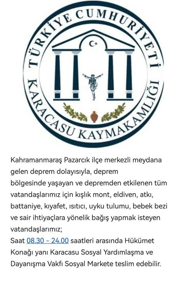 Karacasu Kaymakamlığı’ndan yardım çağrısı