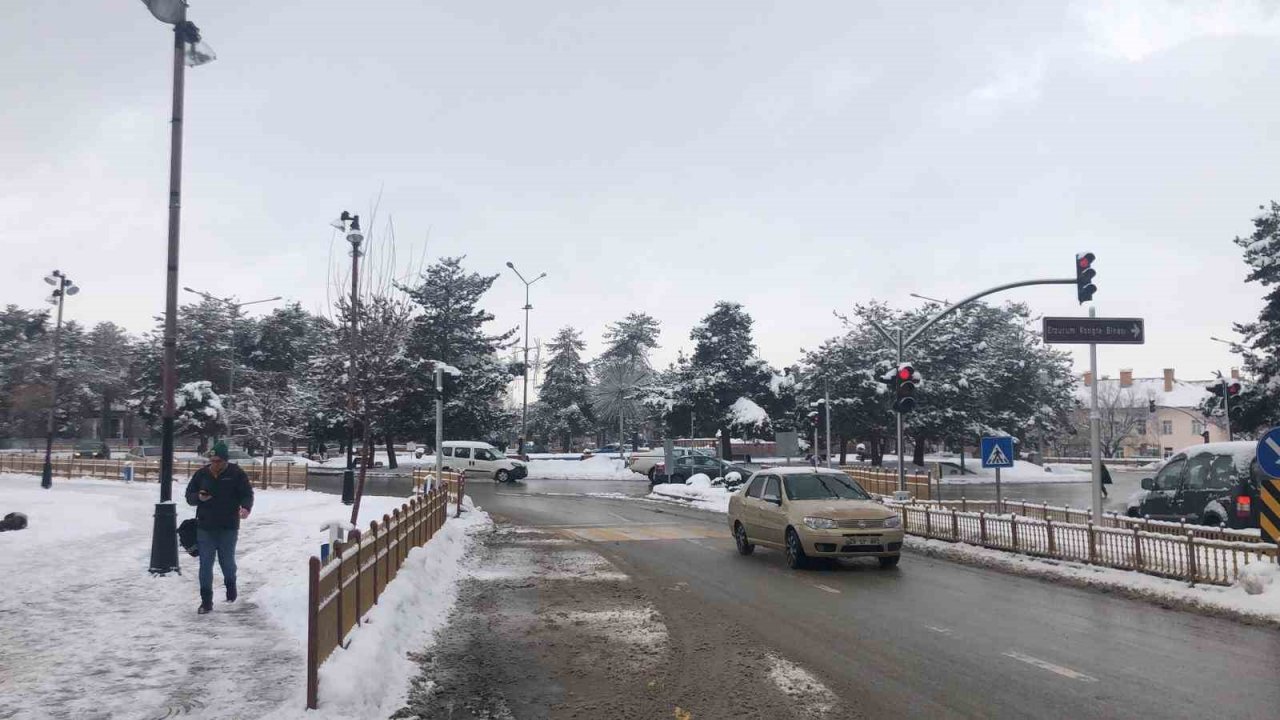 Erzurum güne karla uyandı