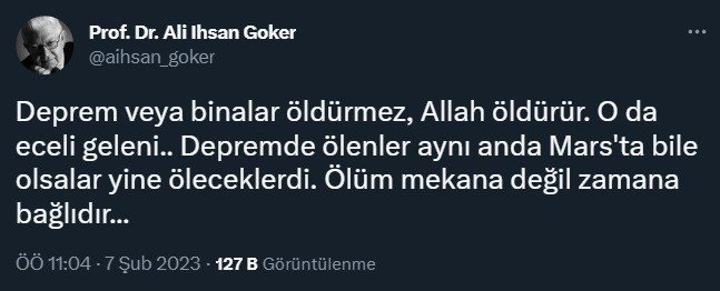 Deprem paylaşımı nedeniyle Prof. Dr. Ali İhsan Göker’e idari soruşturma açıldı