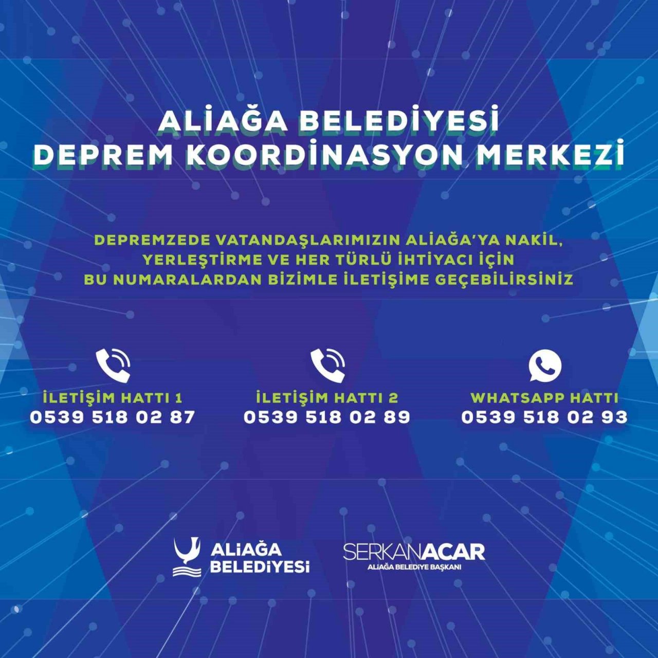 Aliağa Belediyesi, depremzedeler için koordinasyon merkezi kurdu