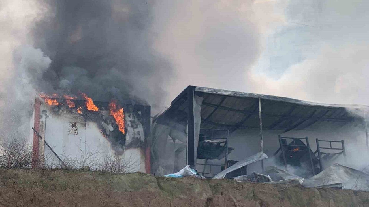 İşçilerin kaldığı 32 yataklı konteyner ev alev alev yandı