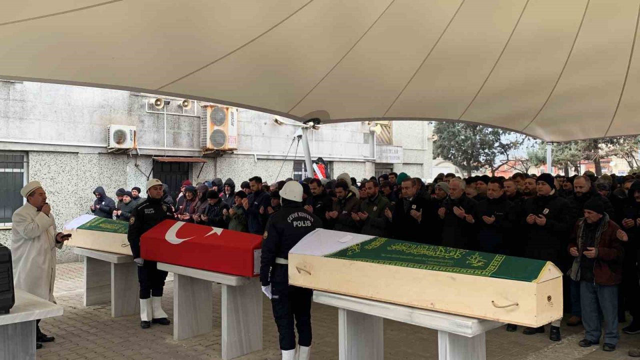 Depremde ölen Başkomiser ve eşi Çorlu’da ebediyete uğurlandı