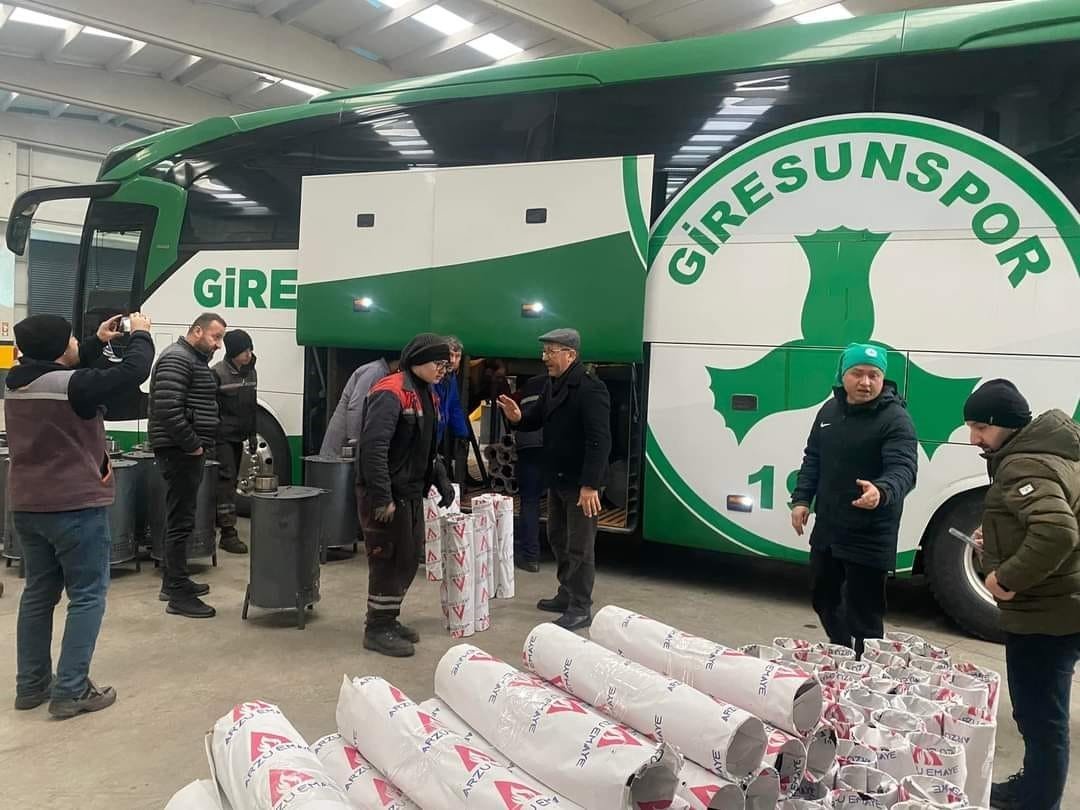 Giresunspor takım otobüsü afet bölgesine hareket etti