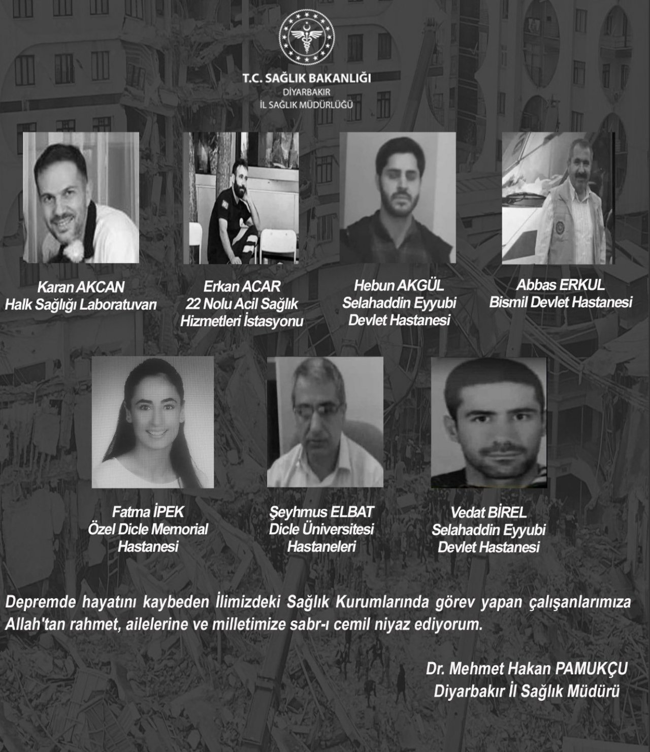 Diyarbakır’da depremde 7 sağlık çalışanı hayatını kaybetti