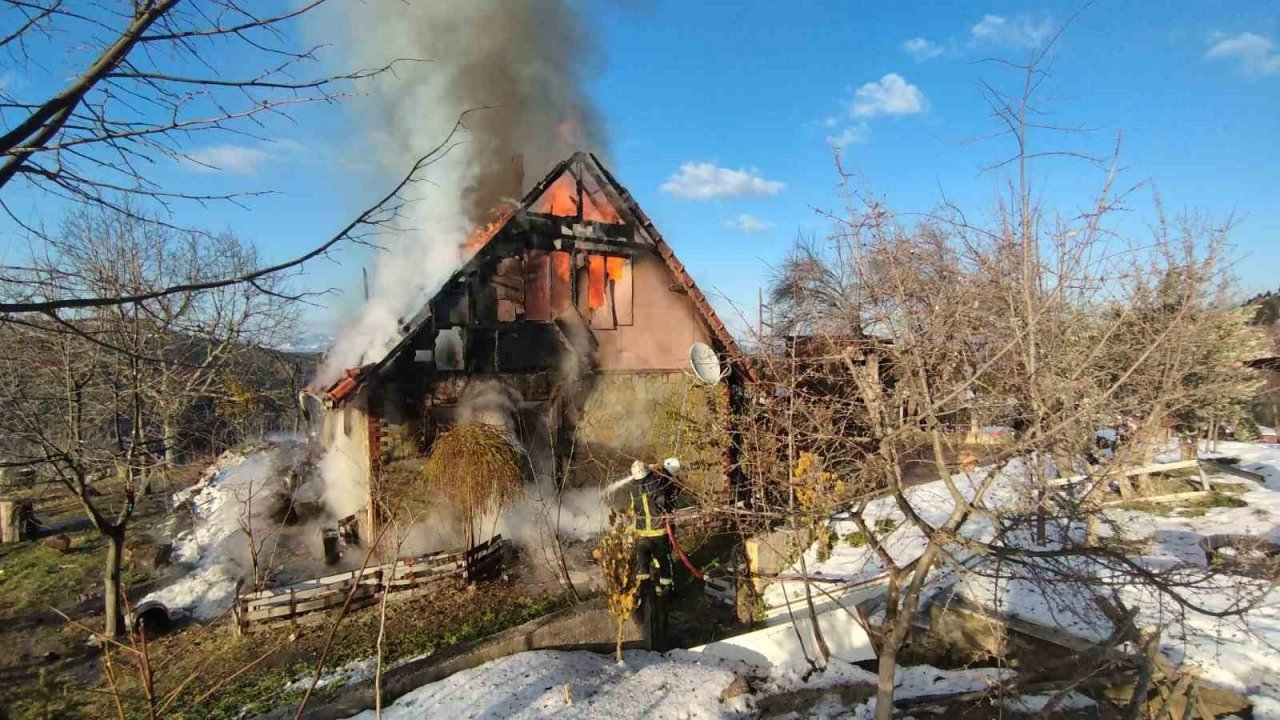 Şömineden çıkan yangın villayı küle çevirdi