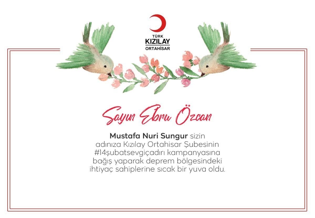 Kızılay Ortahisar Şubesinden depremzedeler için #14ŞubatSevgiÇadırı kampanyası