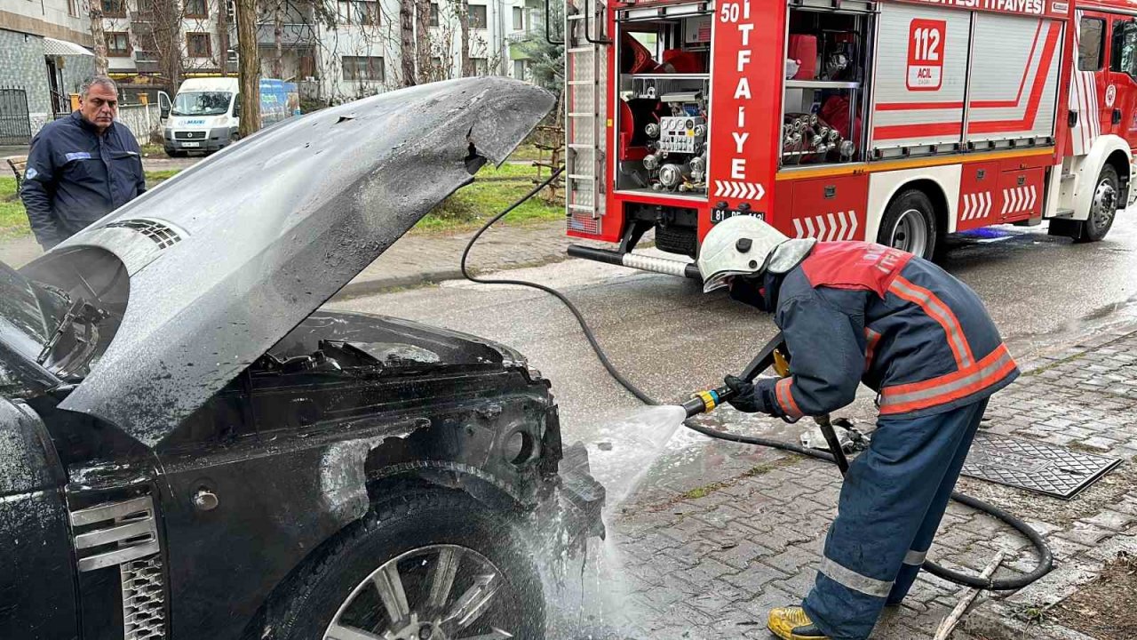 Park halindeki lüks cipte yangın çıktı