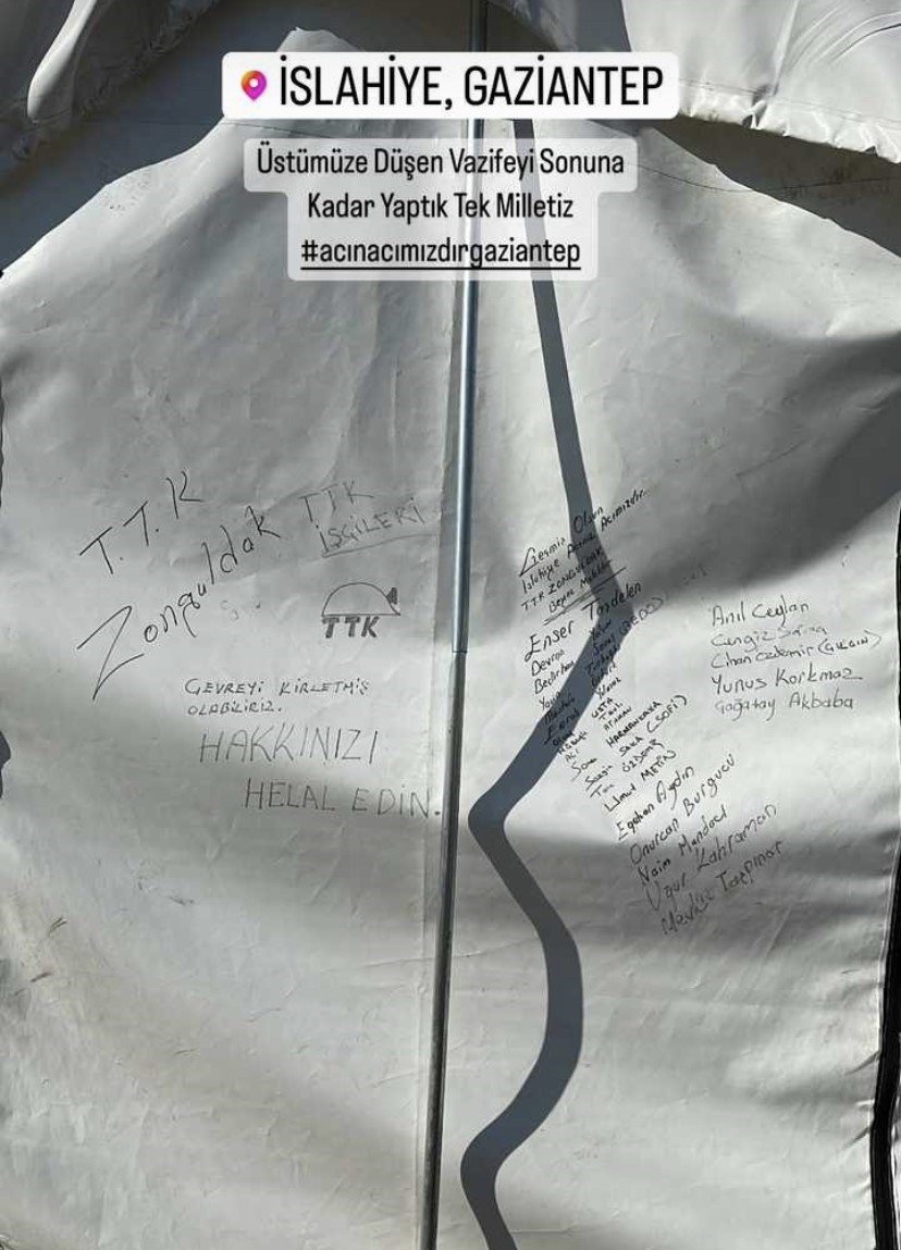 Madenciler kaldıklara çadıra not yazarak ayrıldılar