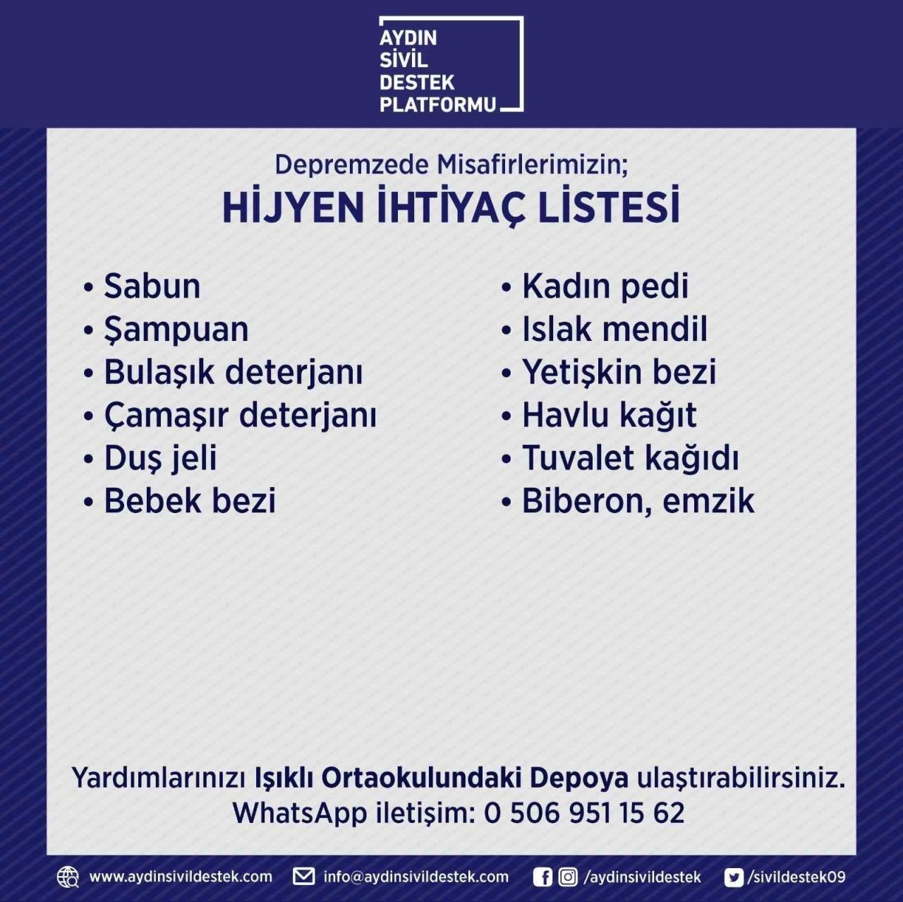Aydın Valiliği ihtiyaç listesini açıkladı