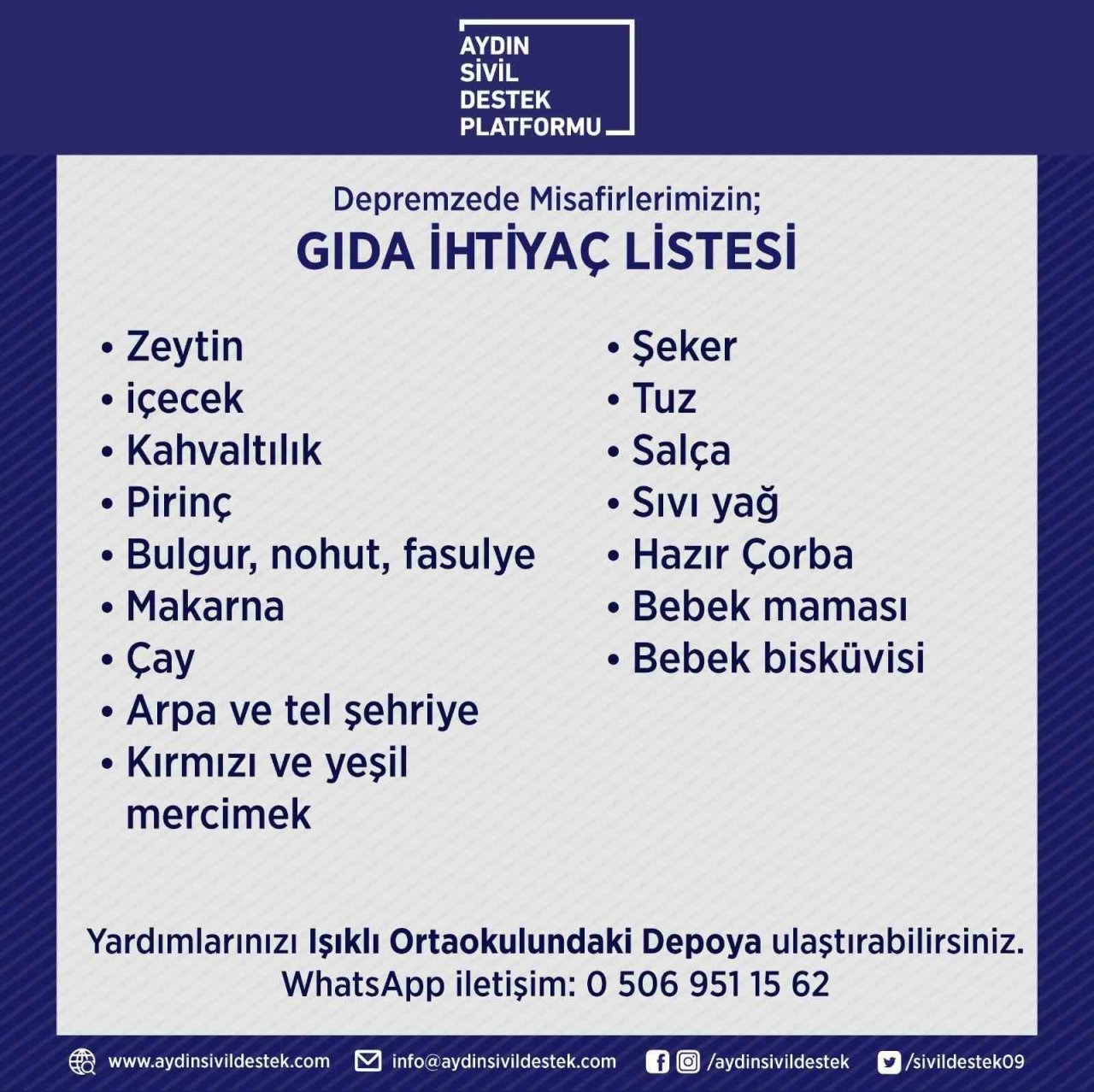 Aydın Valiliği ihtiyaç listesini açıkladı