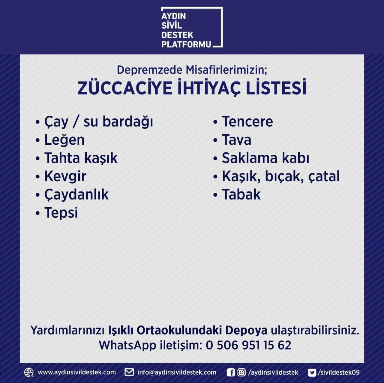 Aydın Valiliği ihtiyaç listesini açıkladı