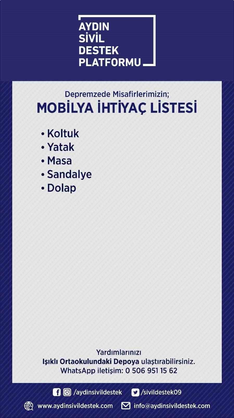 Aydın Valiliği ihtiyaç listesini açıkladı