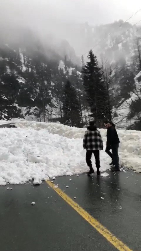 Ayder Yaylası yolunda çığ yolu ulaşıma kapattı