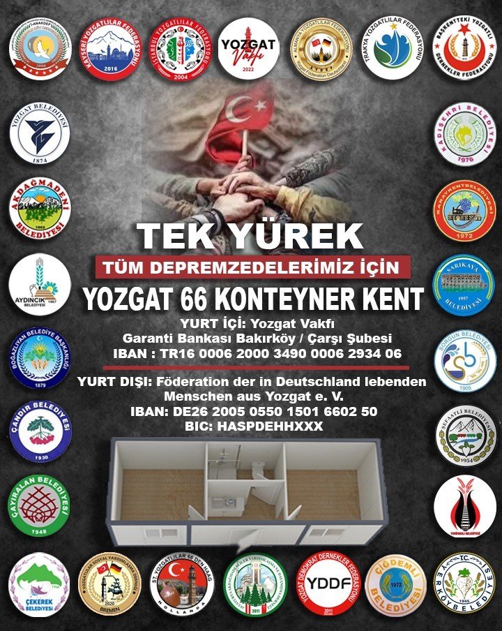 Yozgatlılardan deprem bölgesine konteyner kent