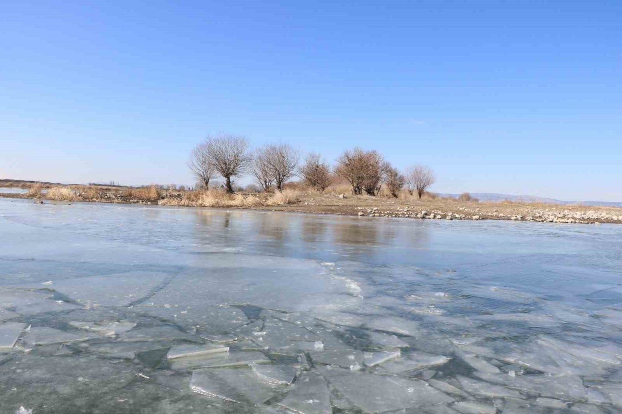 Nilüferleriyle meşhur Işıklı Gölü dondu