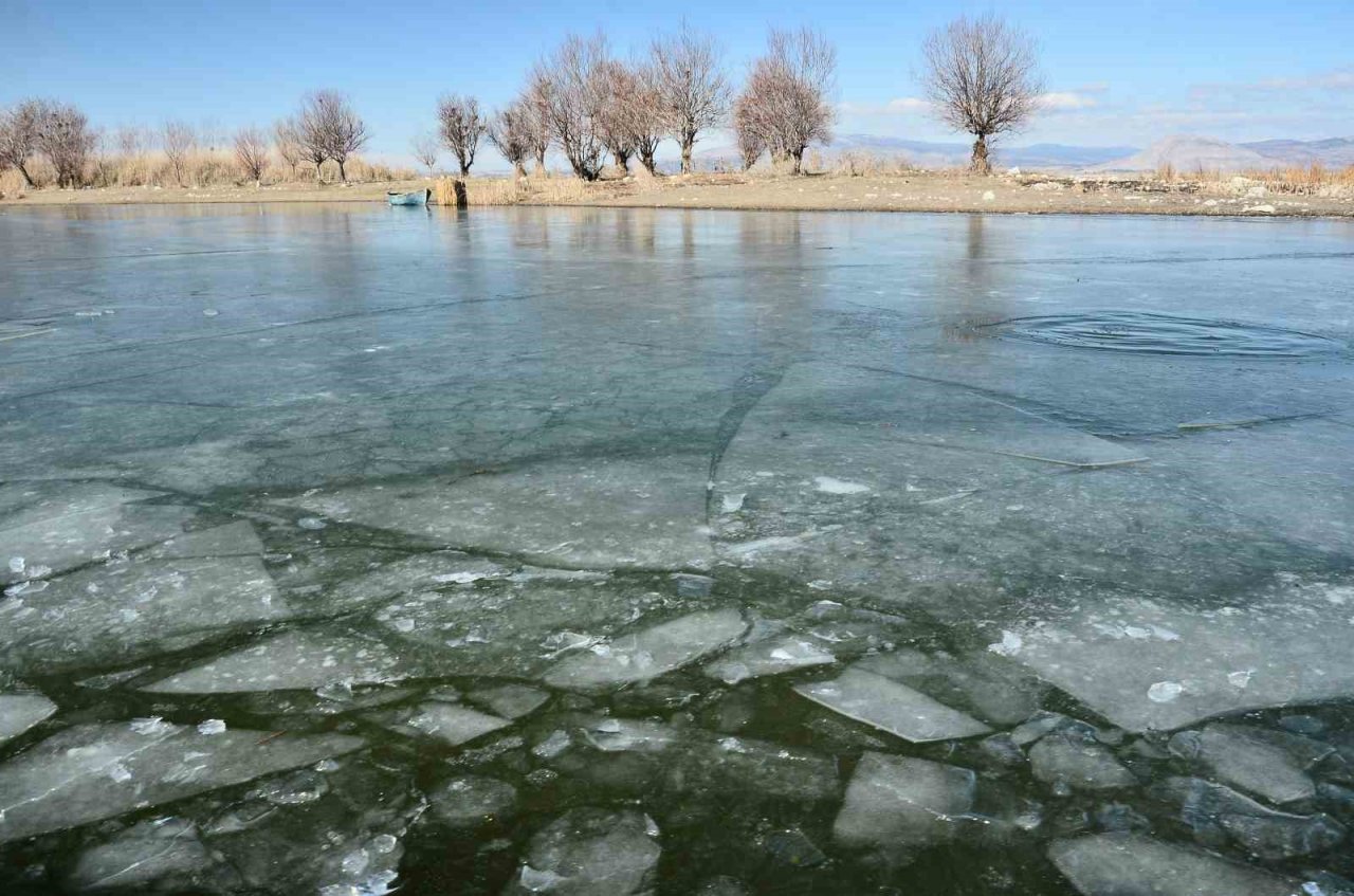 Nilüferleriyle meşhur Işıklı Gölü dondu