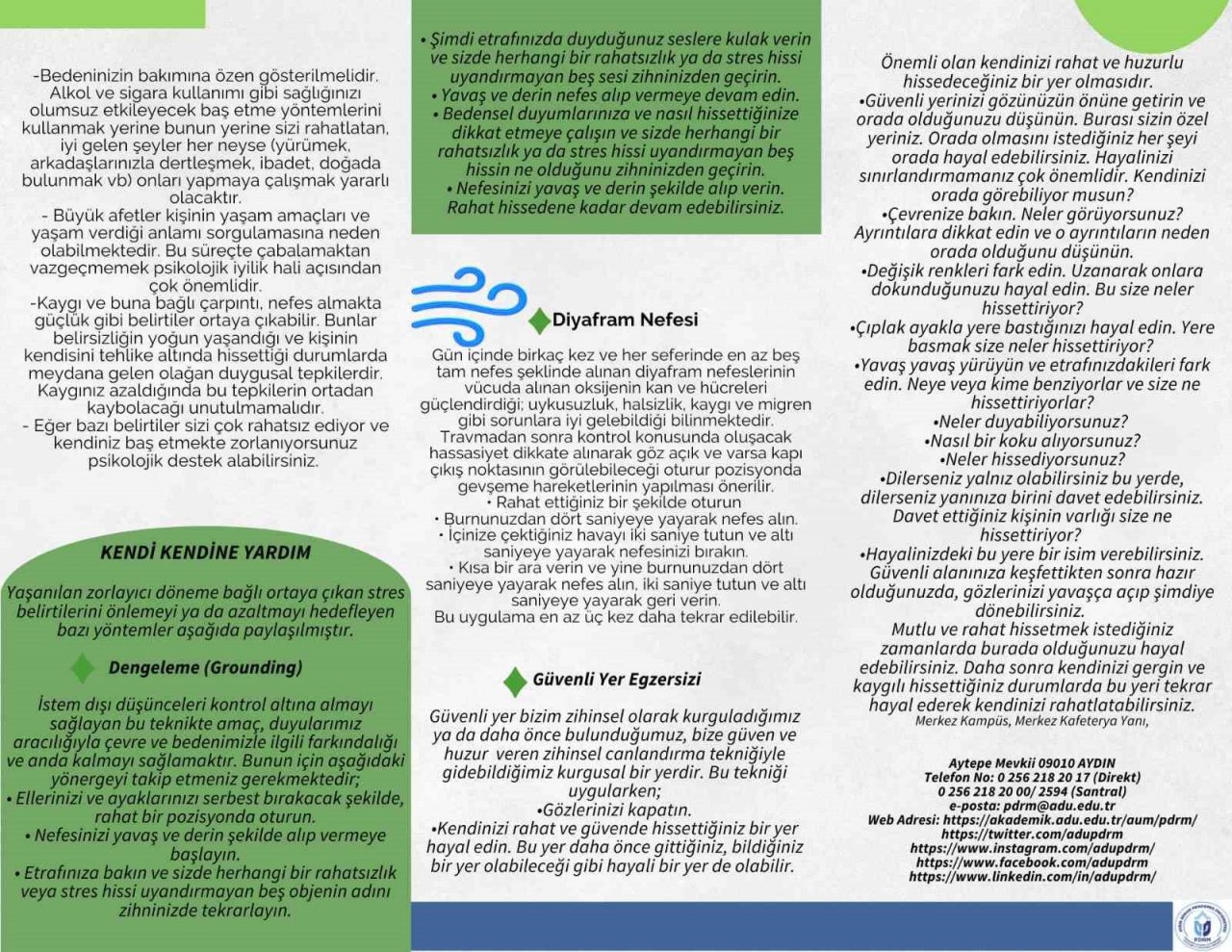 ADÜ PDRM, deprem sonrasında destek olmak için ADÜ personel ve öğrencileri bilgilendiriyor