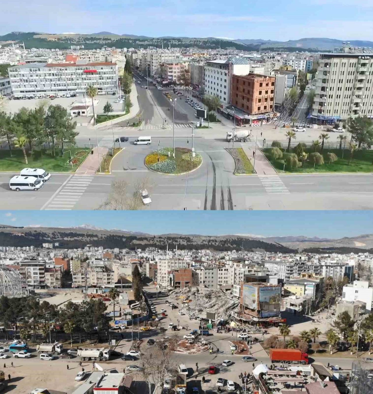 Adıyaman’da depremin öncesi ve sonrası dron kamerasında