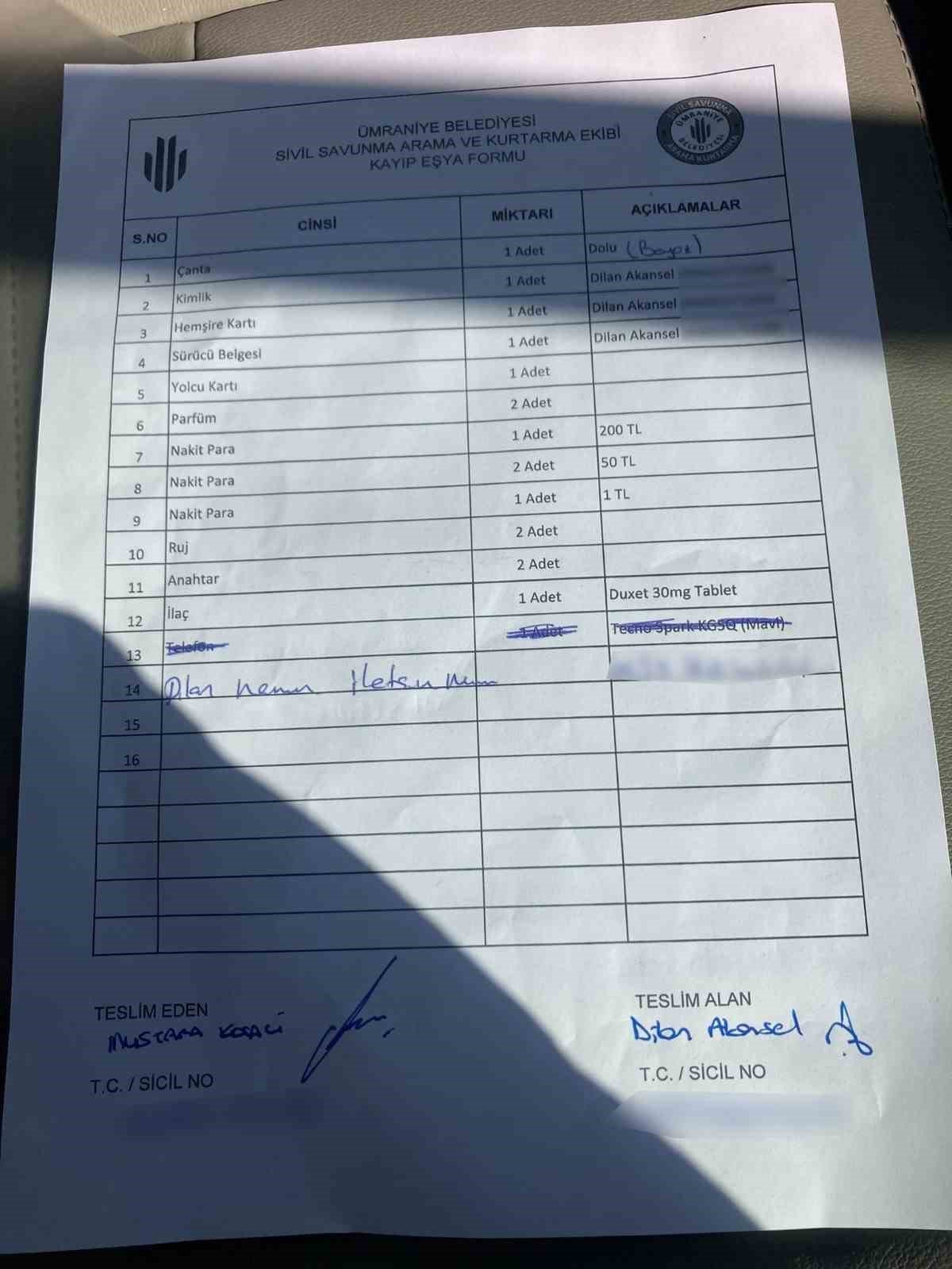 Ekiplerin enkazda bulduğu çantanın sahibine sosyal medyadan ulaşıldı