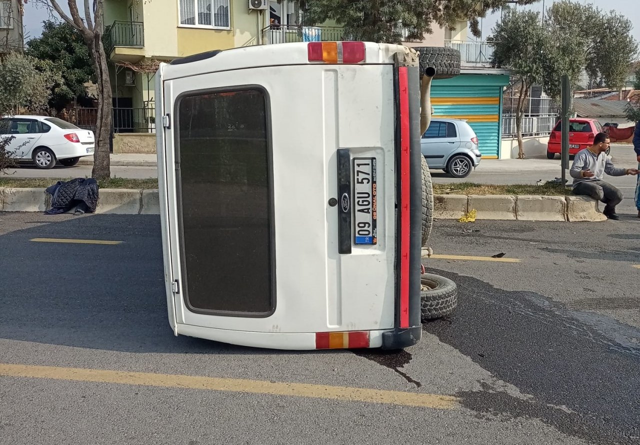 Devrilen araçtan burnu bile kanamadan çıktı
