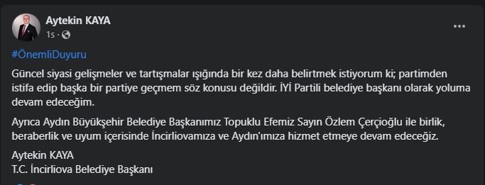 Başkan Kaya: “Aydın Büyükşehir Belediyesi ile uyum içinde çalışıyoruz, başka bir partiye geçmem söz konusu değil”