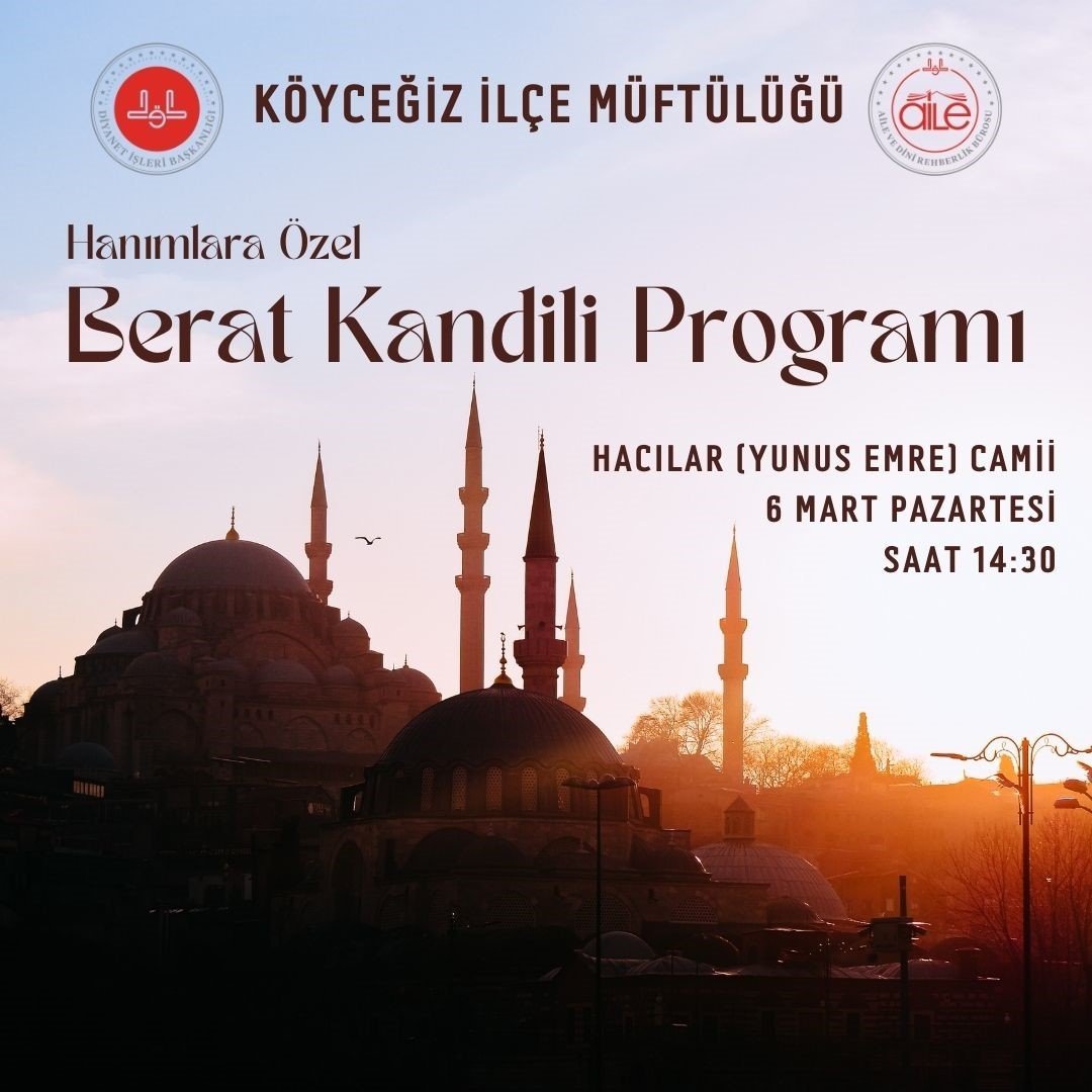 Köyceğiz’de Berat Kandili programı düzenlenecek