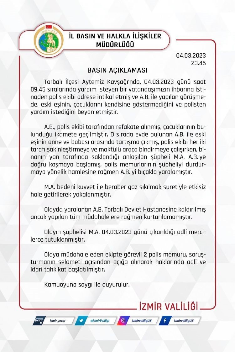 Torbalı’daki kadın cinayetindeki iki polis açığa alındı