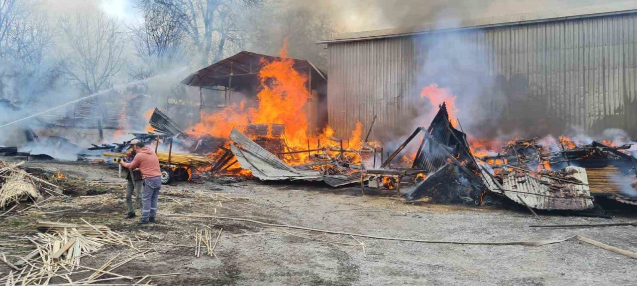 Balıkesir’de kereste fabrikasında yangın