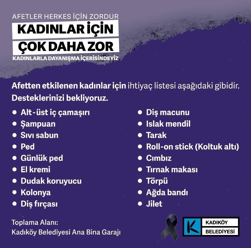 Kadıköy Belediyesi çalışanlarından depremzede kadınlara dayanışma mesajı