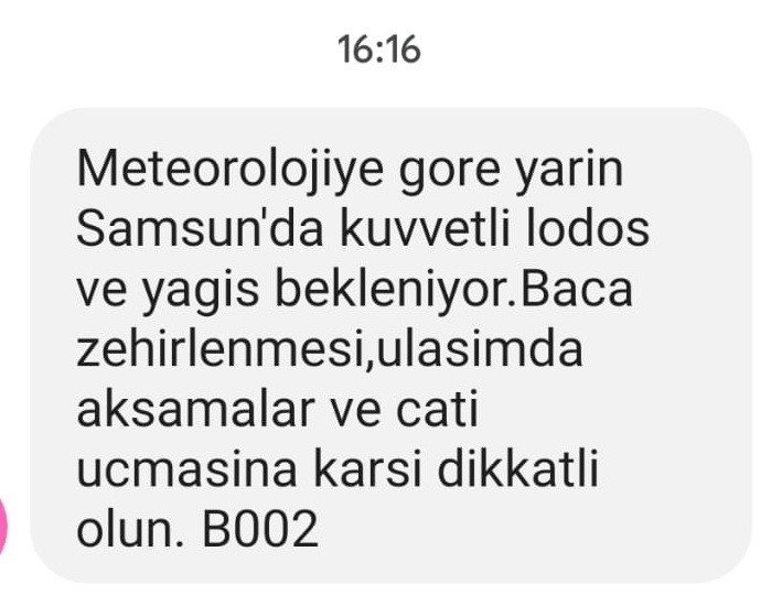 AFAD’dan Samsun’da kuvvetli lodos uyarısı