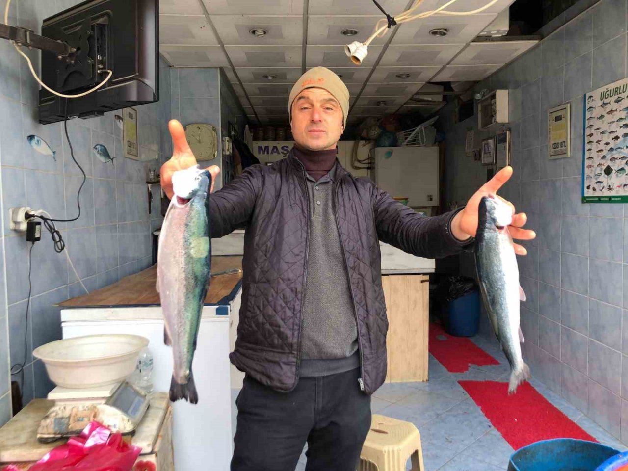 Trabzon’dan kaçan somonlar Rize’de tezgaha düştü