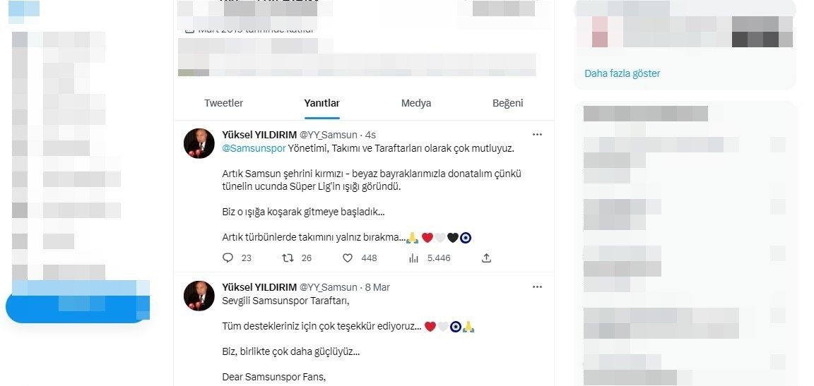 Samsunspor Başkanı Yıldırım: “Süper Lig’in ışığı göründü”