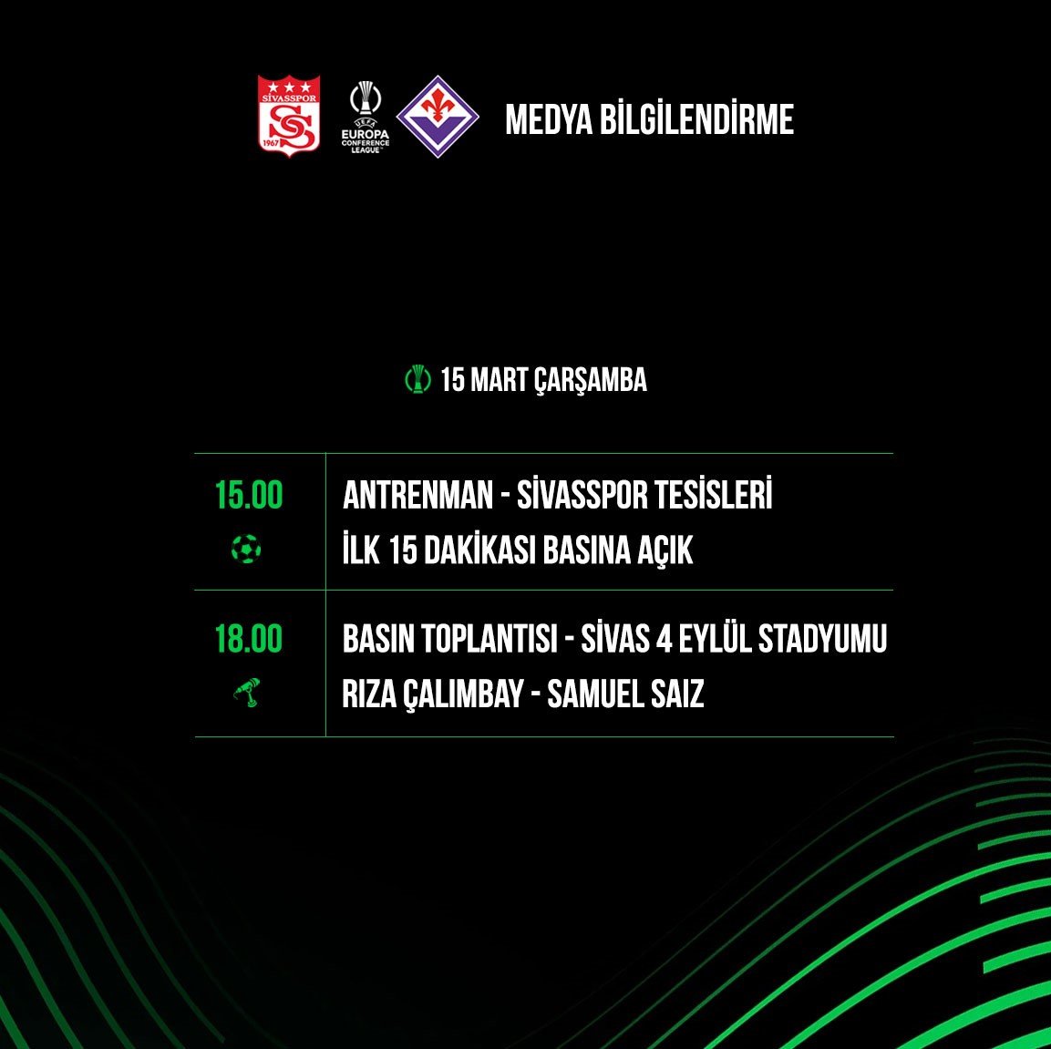 Sivasspor’un, Fiorentina maçı medya programı belli oldu