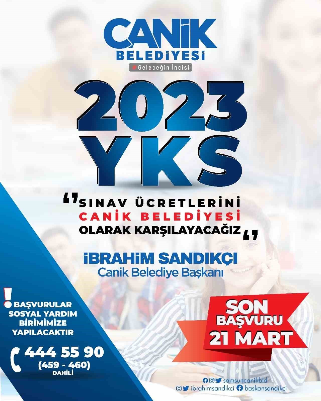 2023 YKS başvuru ücretleri belediyeden