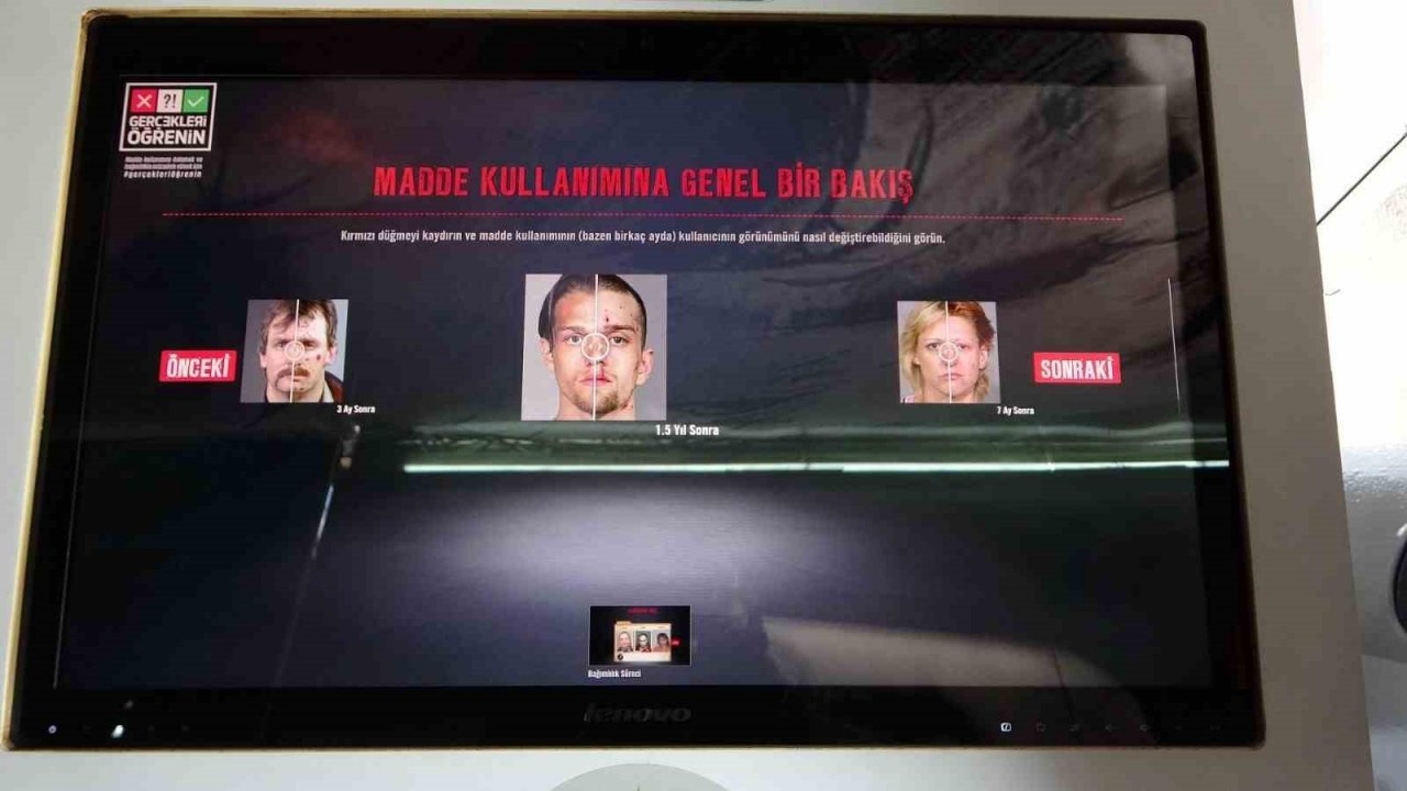 Kartal Meydanında bulunan ‘Narko Tır’ ile vatandaşa uyuşturucu hakkında bilgi veriliyor