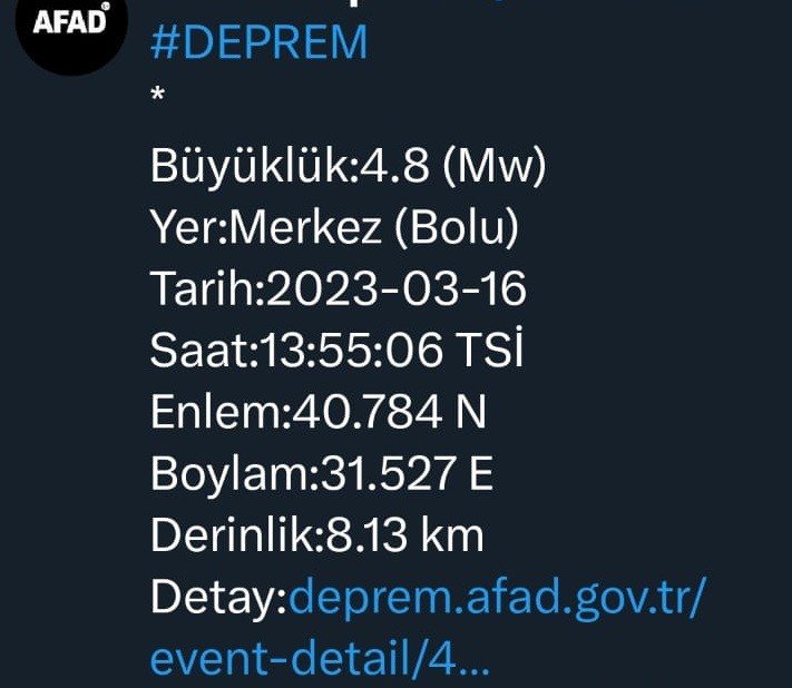 Bolu’daki deprem Düzce’de de hissedildi