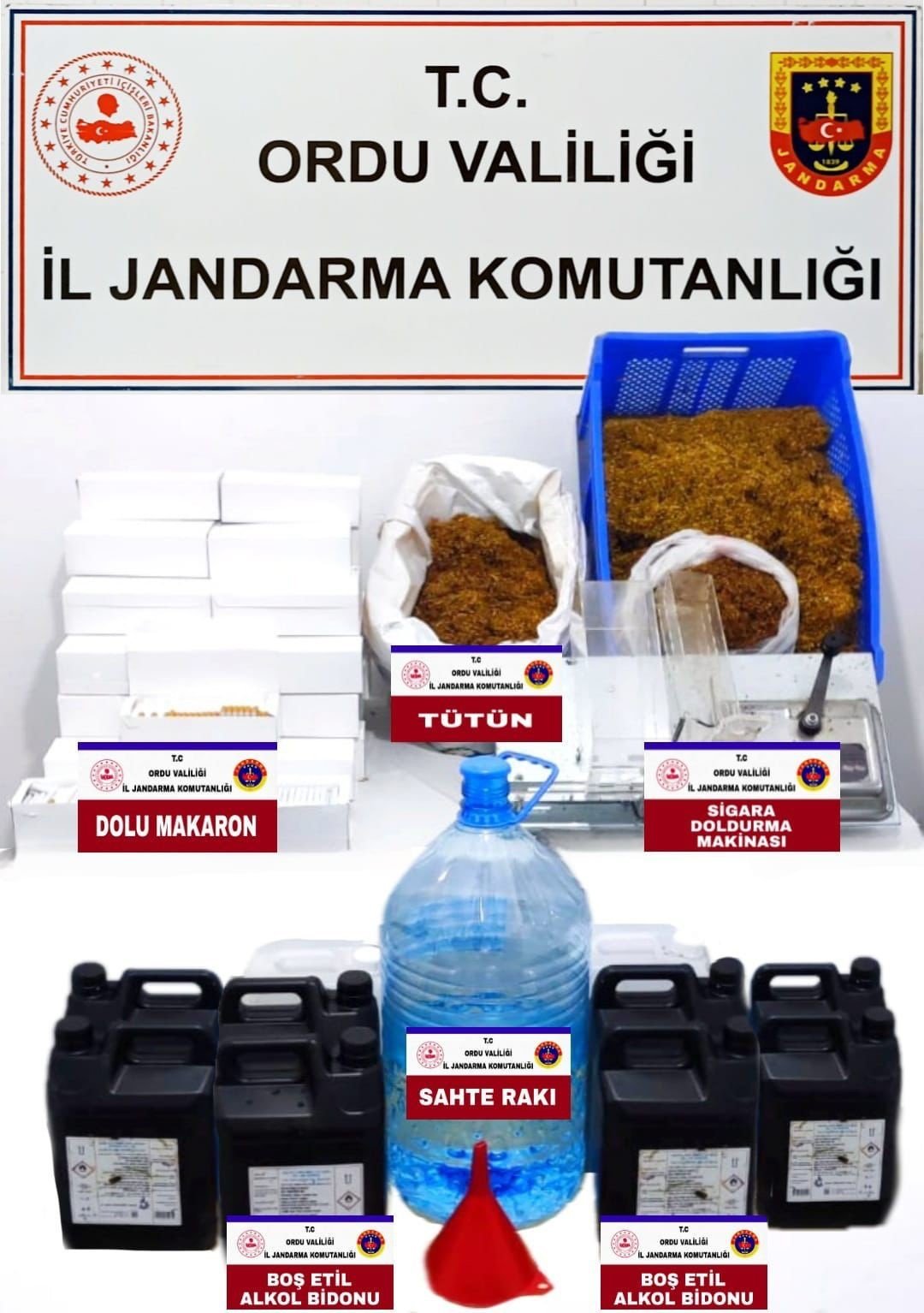 Ordu’da jandarma ekiplerinden uyuşturucu ve kaçak tütün operasyonu