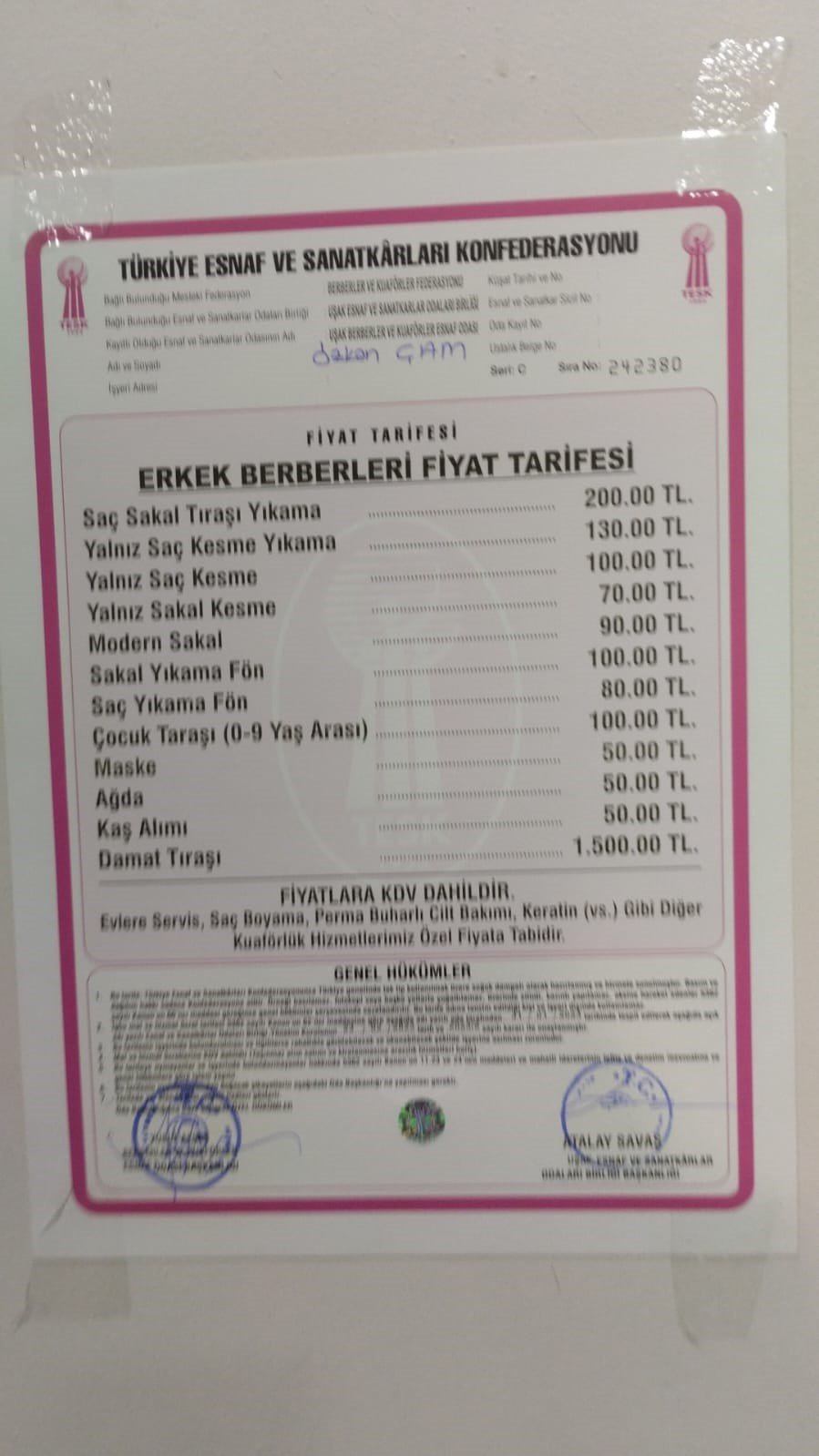 Berber ücretlerine zam