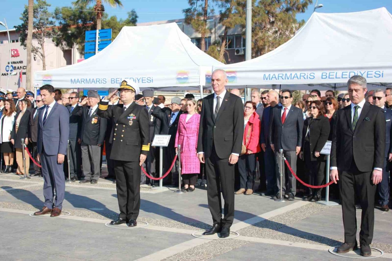18 Mart Şehitler Günü programı Marmaris’te çelenk sunma töreni ile başladı