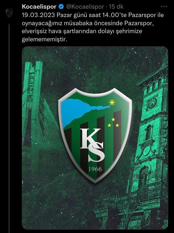 Hava muhalefeti seyahati engelledi, Kocaelispor-Pazarspor maçı ertelendi