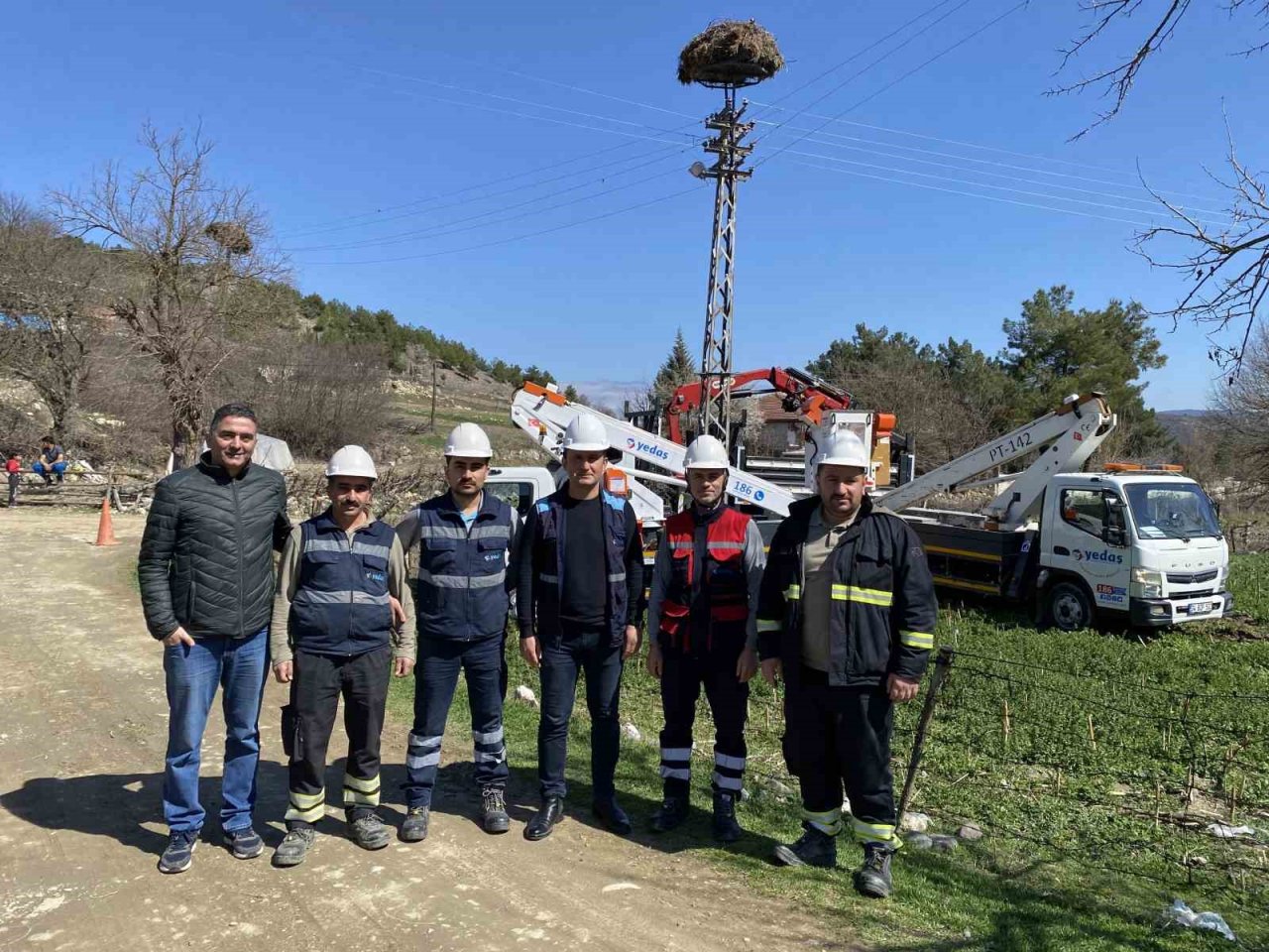 Leylek ölümlerini azaltmak için elektrik direklerine özel yuvalar taktılar