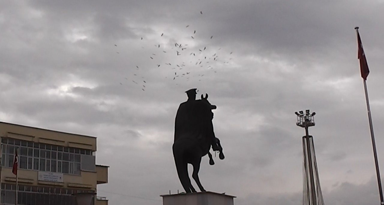 Leylekleri görenler cep telefonuna sarıldı